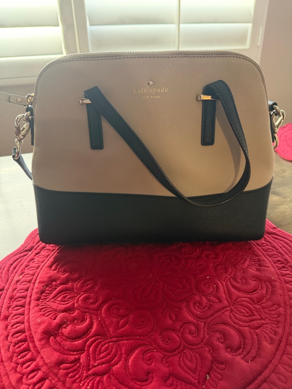 kate spade Two-Tone Dome Satchel Handbag - Cream and Black